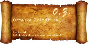 Ohrabka Zoltána névjegykártya